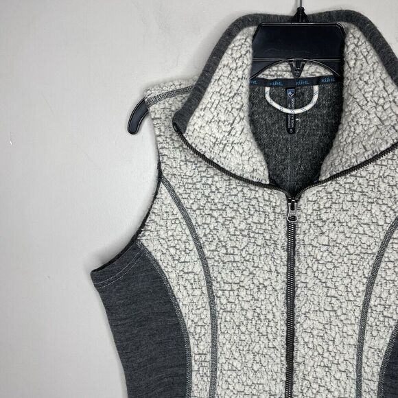 KUHL Kozet Vest Womens Small Ivory Gray Full Zip Wool Blend Sherpa Outdoor - Picture 4 of 15